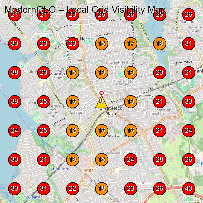 ModernGLO GeoGrid visibility map for Medical Spa in Great Neck