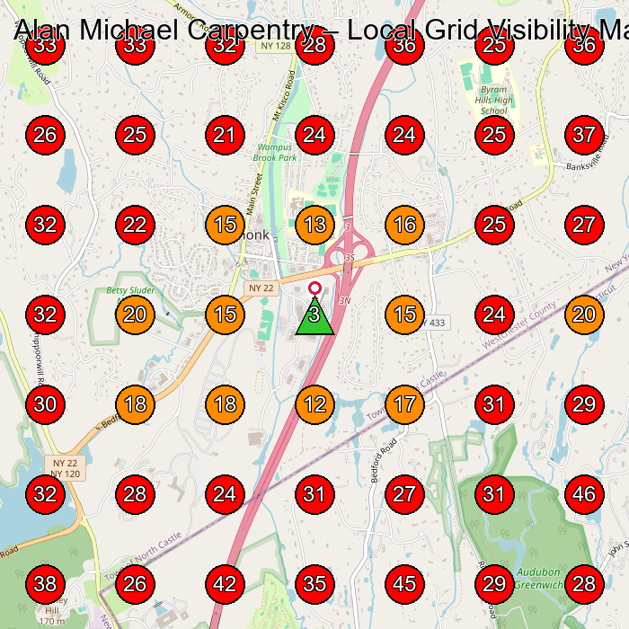 Alan Michael Carpentry GeoGrid visibility map for Contractor in White Plains