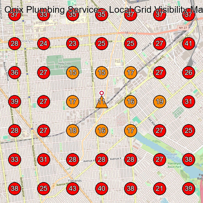 Quix Plumbing Service GeoGrid visibility map for Plumber in Brooklyn