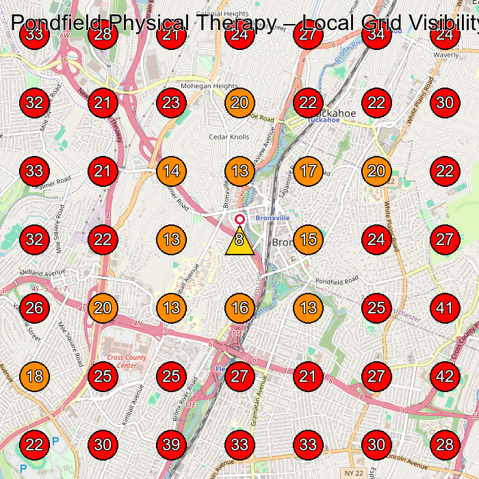 Pondfield Physical Therapy GeoGrid visibility map for Physical Therapist in None