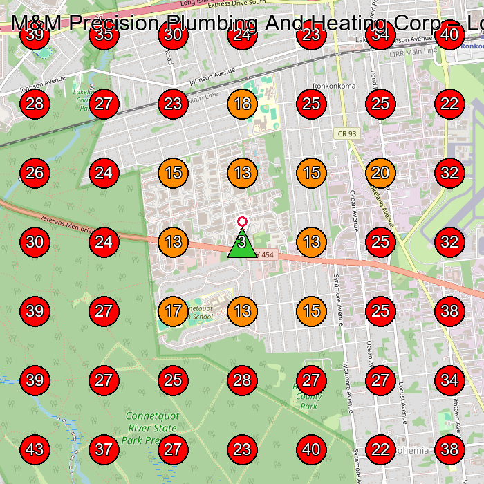 M&M Precision Plumbing And Heating Corp GeoGrid visibility map for Divorce Service in Ronkonkoma