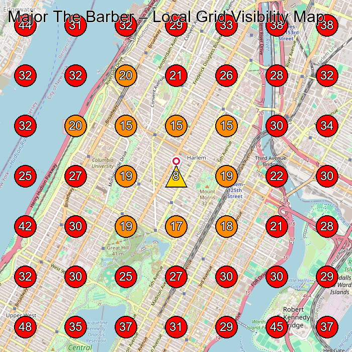 Major The Barber GeoGrid visibility map for Barber Shop in New York