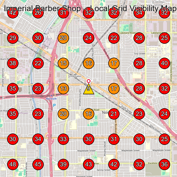 Imperial Barber Shop GeoGrid visibility map for Women'S Clothing Store in Norwalk