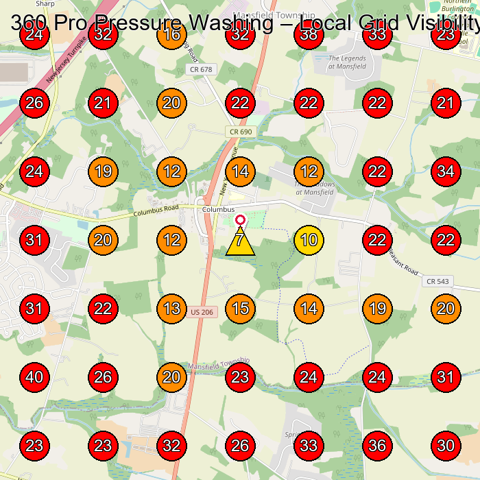 360 Pro Pressure Washing GeoGrid visibility map for Tienda De Ropa Para Beba(C)S in None