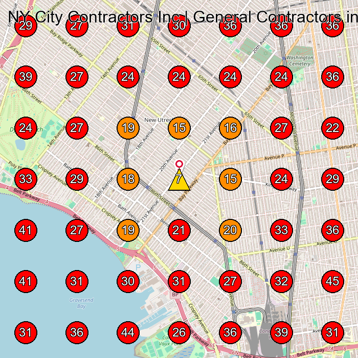 NY City Contractors Inc | General Contractors in Brooklyn GeoGrid visibility map for Construction Company in Brooklyn