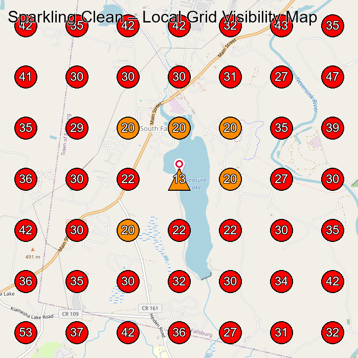 Sparkling Clean GeoGrid visibility map for Construction Company in Liberty