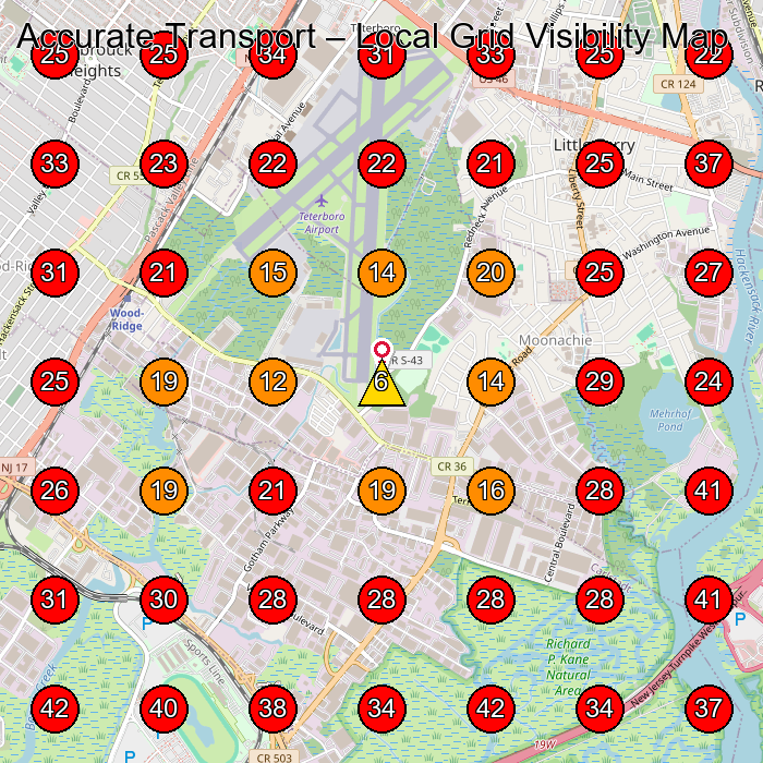 Accurate Transport GeoGrid visibility map for Trucking Company in North Bergen