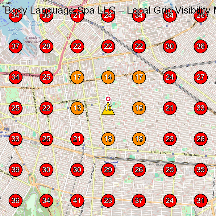 Body Language Spa LLC GeoGrid visibility map for Spa in Brooklyn