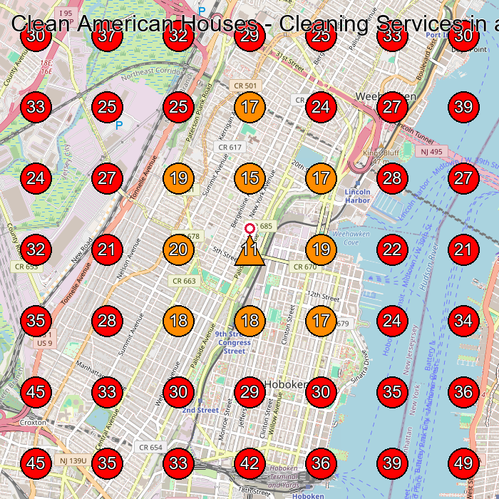Clean American Houses - Cleaning Services in and near Jersey City, NJ GeoGrid visibility map for House Cleaning Service in None