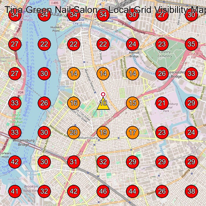 Tina Green Nail Salon GeoGrid visibility map for Nail Salon in 370