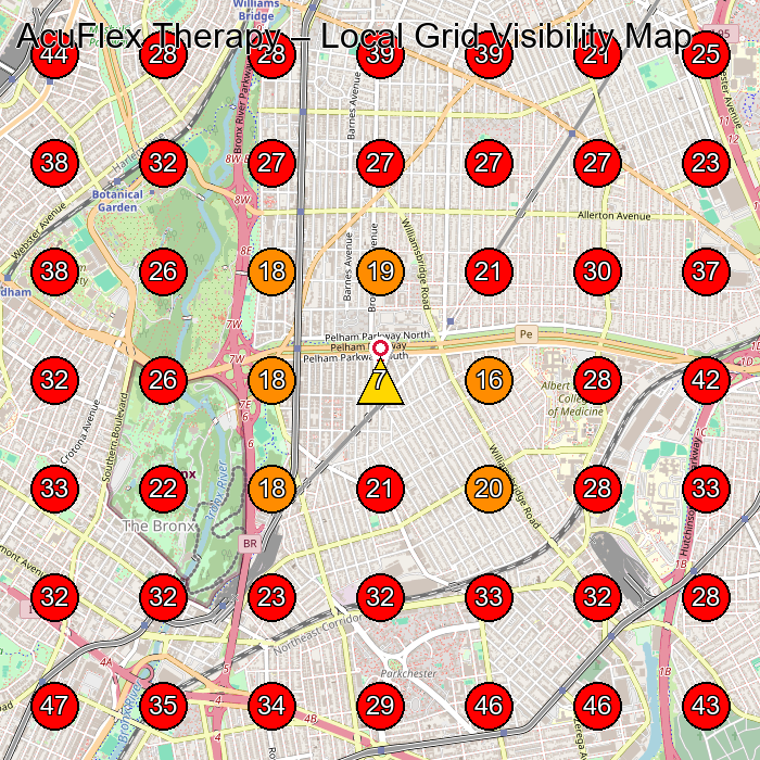 AcuFlex Therapy GeoGrid visibility map for Home Insurance Agency in Bronx