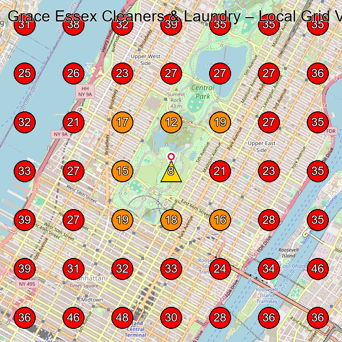 Grace Essex Cleaners & Laundry GeoGrid visibility map for Dry Cleaner in New York