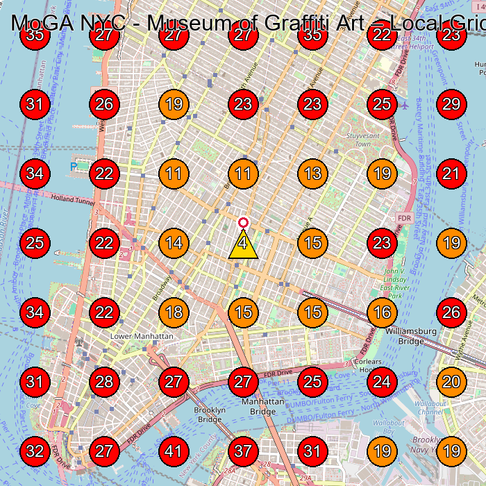 MoGA NYC - Museum of Graffiti Art GeoGrid visibility map for Non-Profit Organization in New York