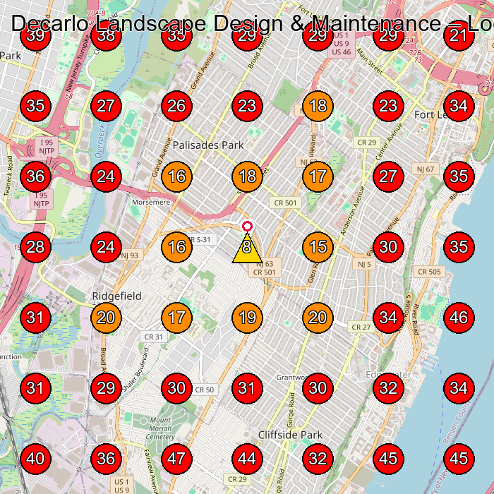 Decarlo Landscape Design & Maintenance GeoGrid visibility map for Landscape Designer in Fort Lee