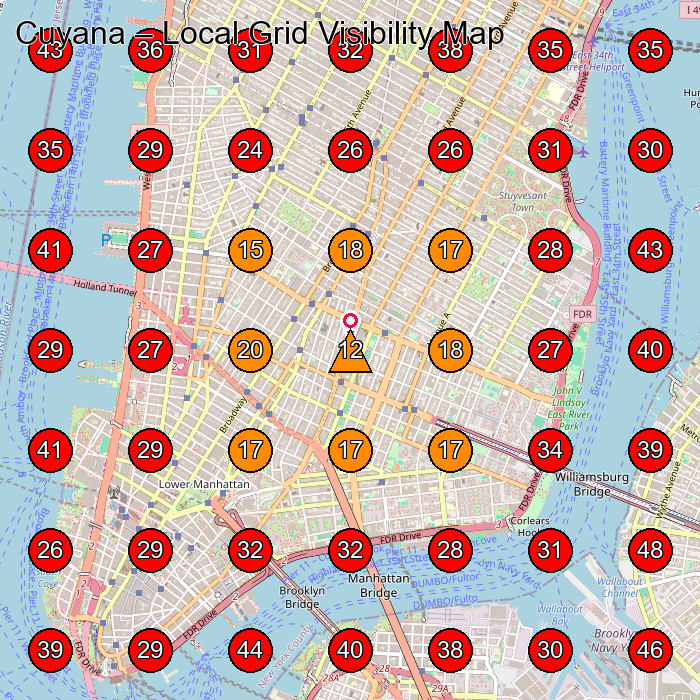 Cuyana GeoGrid visibility map for Women'S Clothing Store in New York