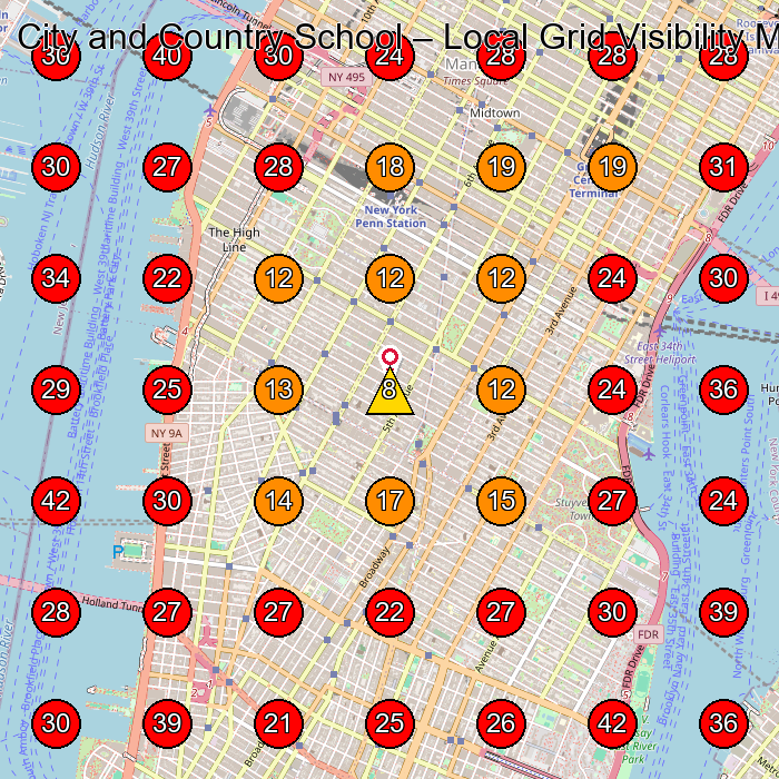 City and Country School GeoGrid visibility map for School in New York