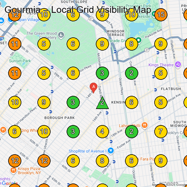 Gourmia GeoGrid ranking map for Manufacturer in Brooklyn