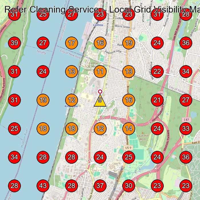 Refer Cleaning Service GeoGrid visibility map for Commercial Cleaning Service in Yonkers