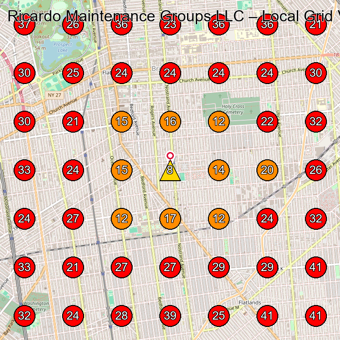 Ricardo Maintenance Groups LLC GeoGrid visibility map for House Cleaning Service in None
