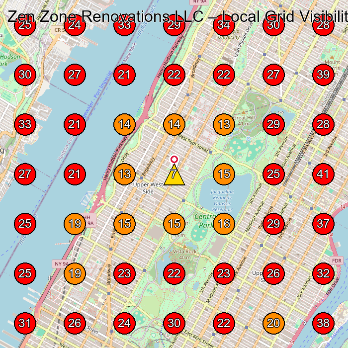 Zen Zone Renovations LLC GeoGrid visibility map for General Contractor in None