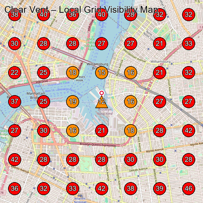 Clear Vent GeoGrid visibility map for Appliance Repair Service in None