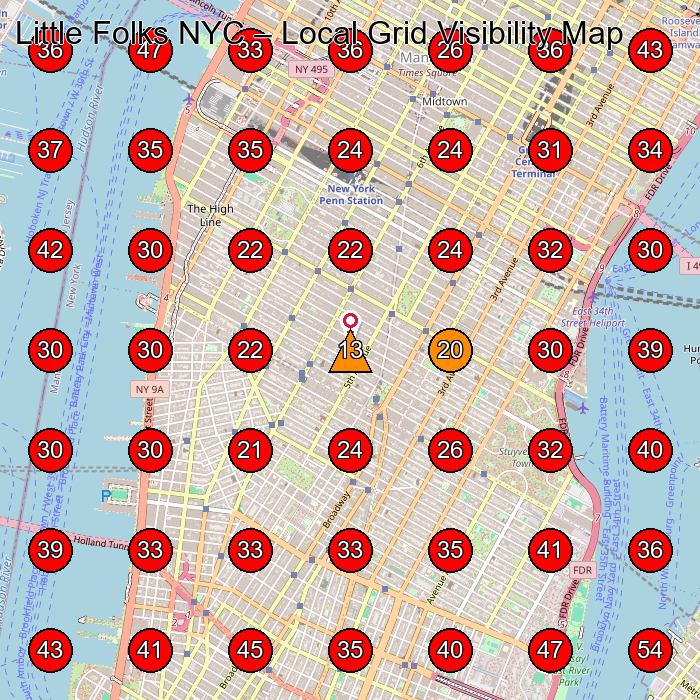 Little Folks NYC GeoGrid visibility map for Baby Store in Brooklyn