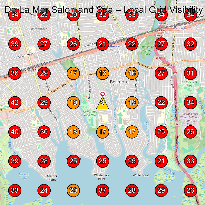 De La Mer Salon and Spa GeoGrid visibility map for Hair Salon in Merrick