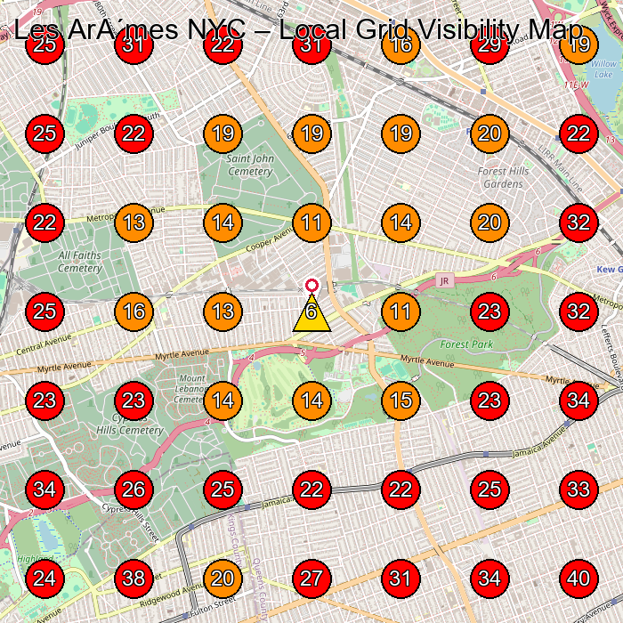 Les ArA´mes NYC GeoGrid visibility map for Beauty Supply Store in Queens