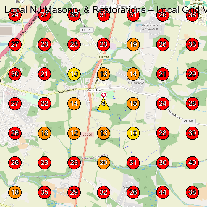 Local NJ Masonry & Restorations GeoGrid visibility map for Masonry Contractor in None