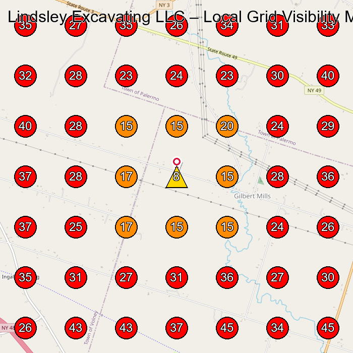 Lindsley Excavating LLC GeoGrid visibility map for Excavating Contractor in Hastings