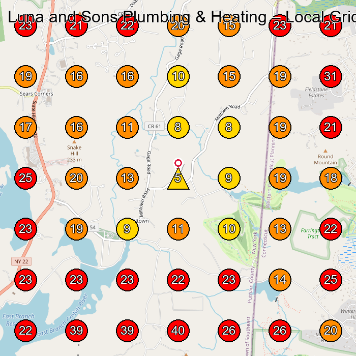 Luna and Sons Plumbing & Heating GeoGrid visibility map for Plumber in Brewster