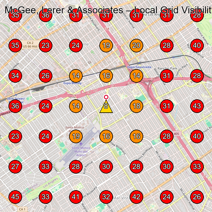 McGee, Lerer & Associates GeoGrid visibility map for Physical Therapist in Los Angeles
