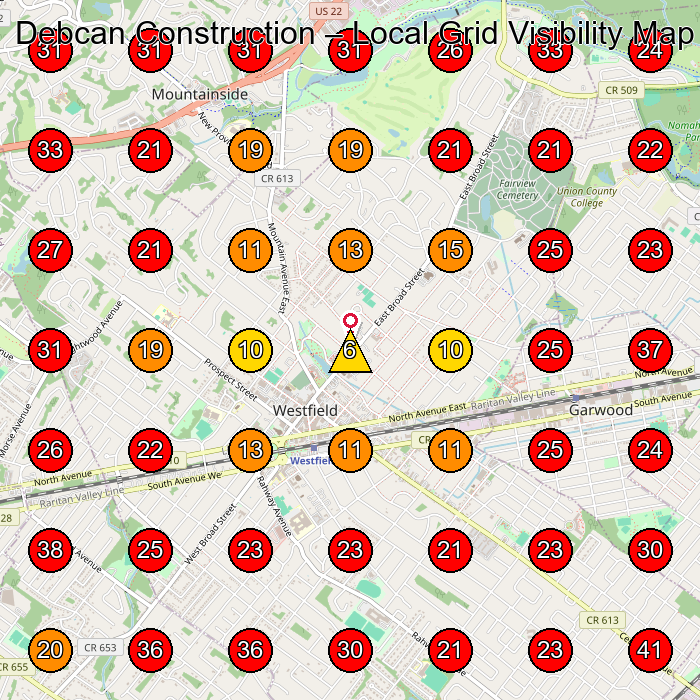 Debcan Construction GeoGrid visibility map for General Contractor in Clark