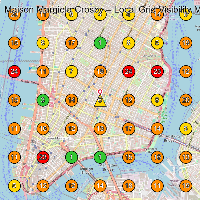 Maison Margiela Crosby Clothing Store GeoGrid ranking map for New York NY