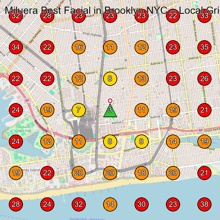 Miluera Best Facial in Brooklyn NYC GeoGrid visibility map for Facial Spa in Brooklyn