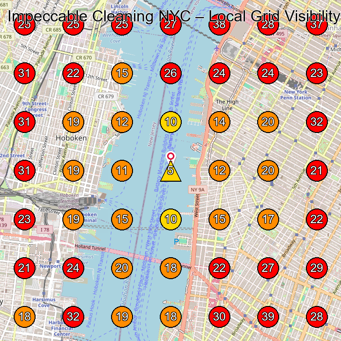 Impeccable Cleaning NYC GeoGrid visibility map for Commercial Cleaning Service in SoHo
