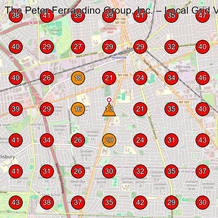 The Peter Ferrandino Group, Inc. GeoGrid visibility map for Landscaper in Westbury