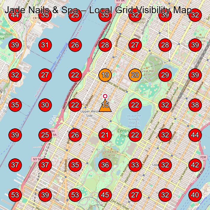 Jade Nails & Spa GeoGrid visibility map for Nail Salon in New York