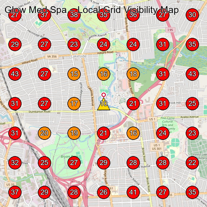 Glow Med Spa GeoGrid visibility map for Spa in Ringgold