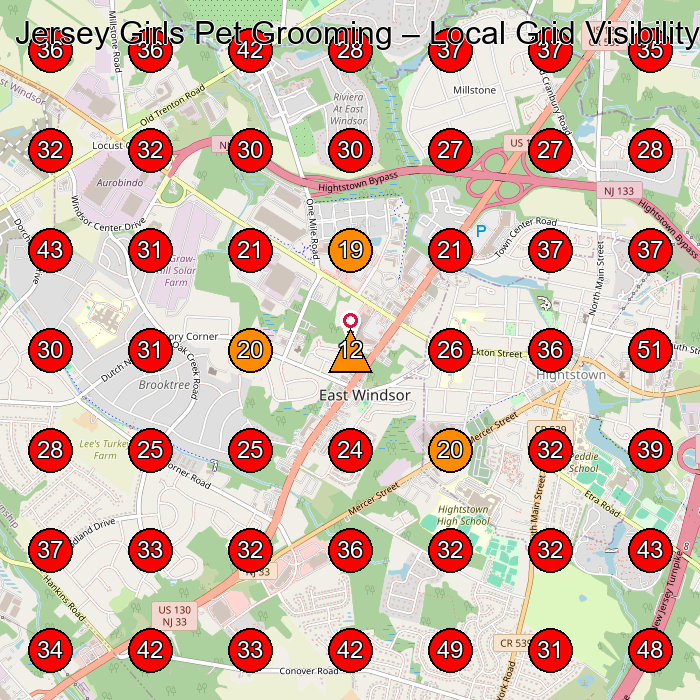 Jersey Girls Pet Grooming GeoGrid visibility map for Excavating Contractor in None