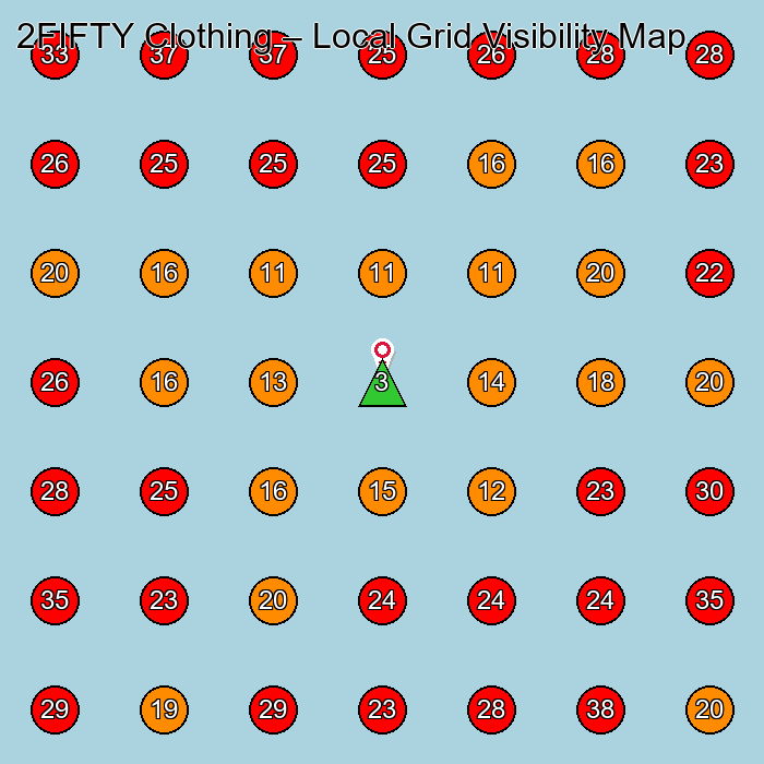 2FIFTY Clothing GeoGrid visibility map for Clothing Store in None