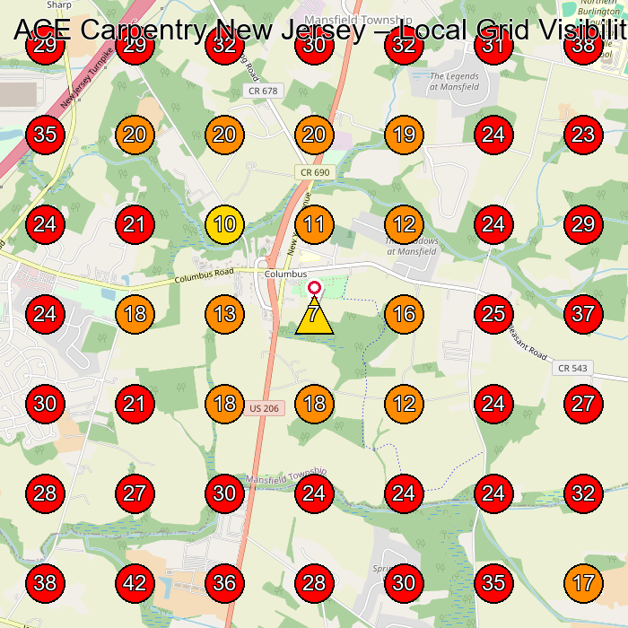 ACE Carpentry New Jersey GeoGrid visibility map for Tienda De Ropa Para Beba(C)S in None