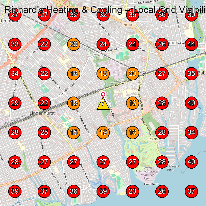 Richard's Heating & Cooling GeoGrid visibility map for Air Duct Cleaning Service in None