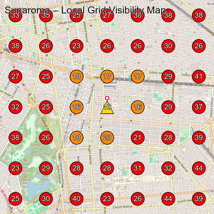 Sunaroma GeoGrid visibility map for Manufacturer in Brooklyn