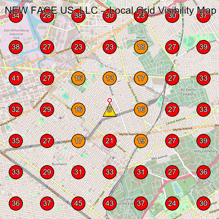 NEW FACE US, LLC GeoGrid visibility map for Construction Company in Queens