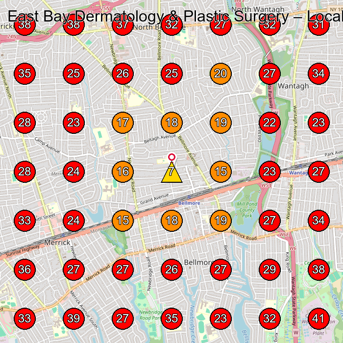 East Bay Dermatology & Plastic Surgery GeoGrid visibility map for Medical Spa in Wantagh