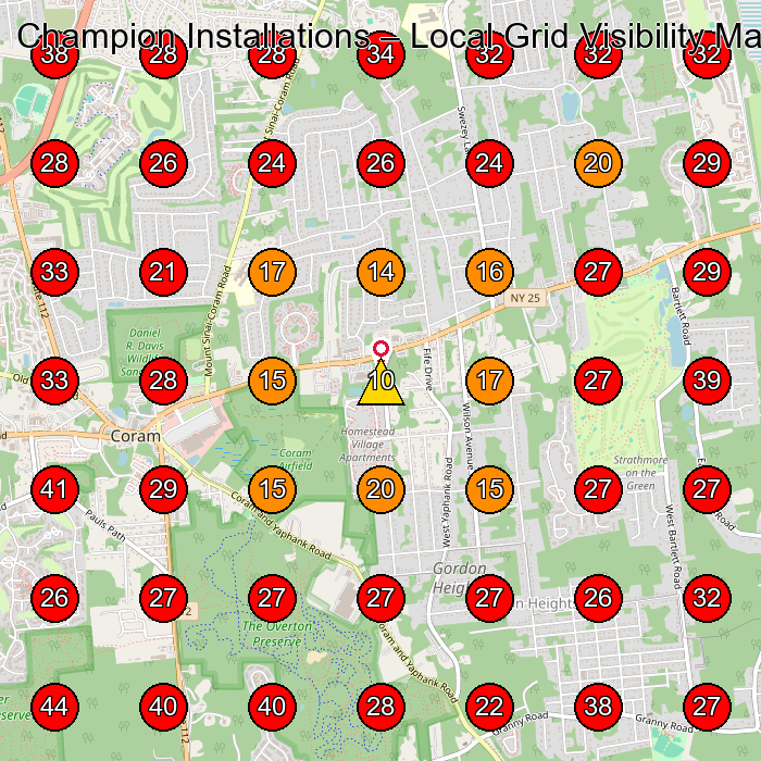 Champion Installations GeoGrid visibility map for Swimming Pool Contractor in Coram