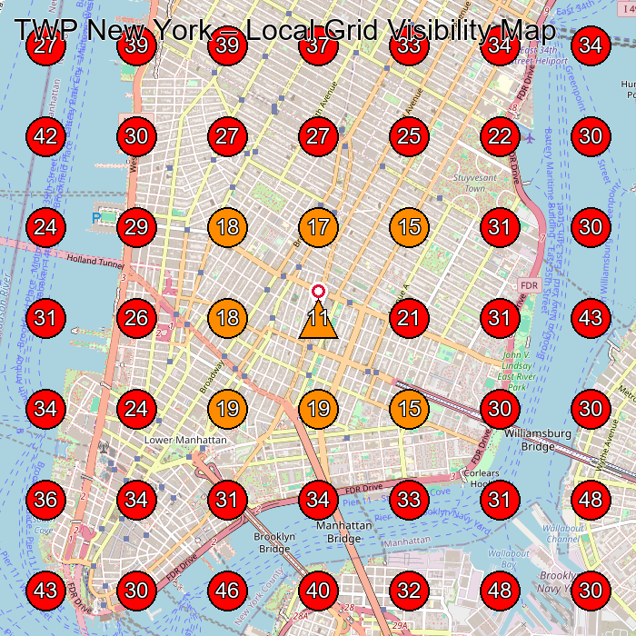 TWP New York GeoGrid visibility map for Clothing Store in New York