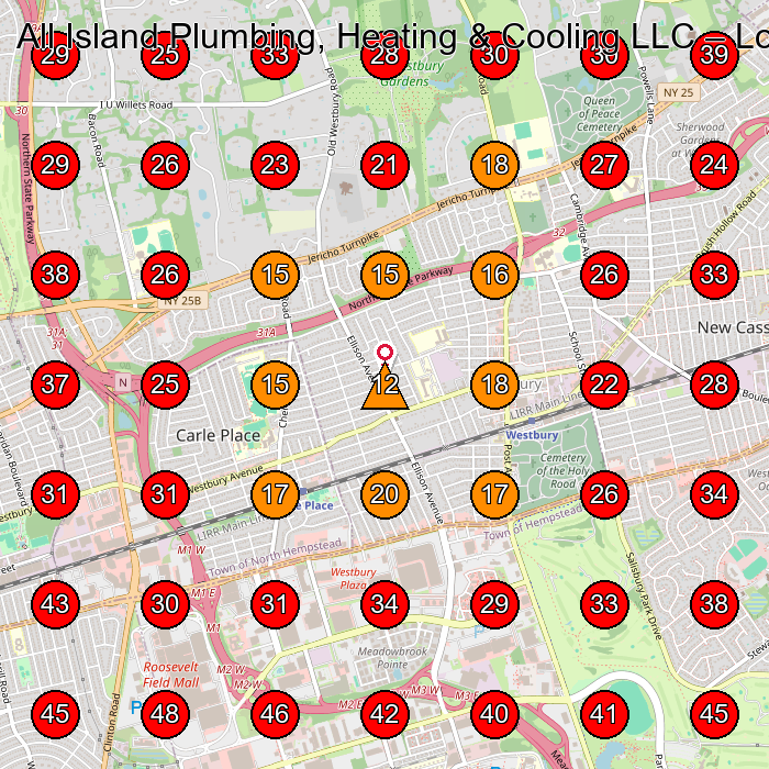 All Island Plumbing, Heating & Cooling LLC GeoGrid visibility map for Fontanero in None