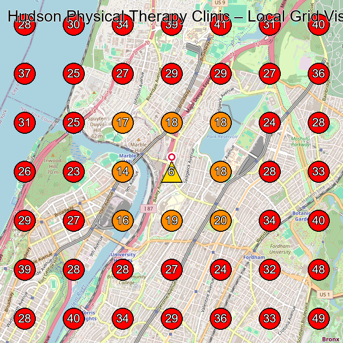 Hudson Physical Therapy Clinic GeoGrid visibility map for Chiropractor in Bronx